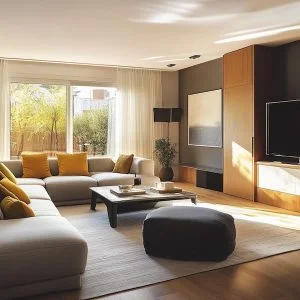 Salón moderno de vivienda --style raw --v 6.1 Job ID: 8d7c58a3-bae9-4a41-918b-85332aedabd1